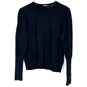 J. McLaughlin Size Large Pullover Sweater Black Cotton Blend Crew Neck‎ Top